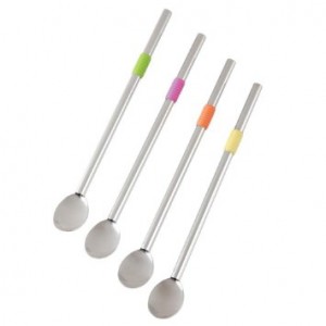 save on waste with these great reusable steel straws, shown here with optional spoon tips.